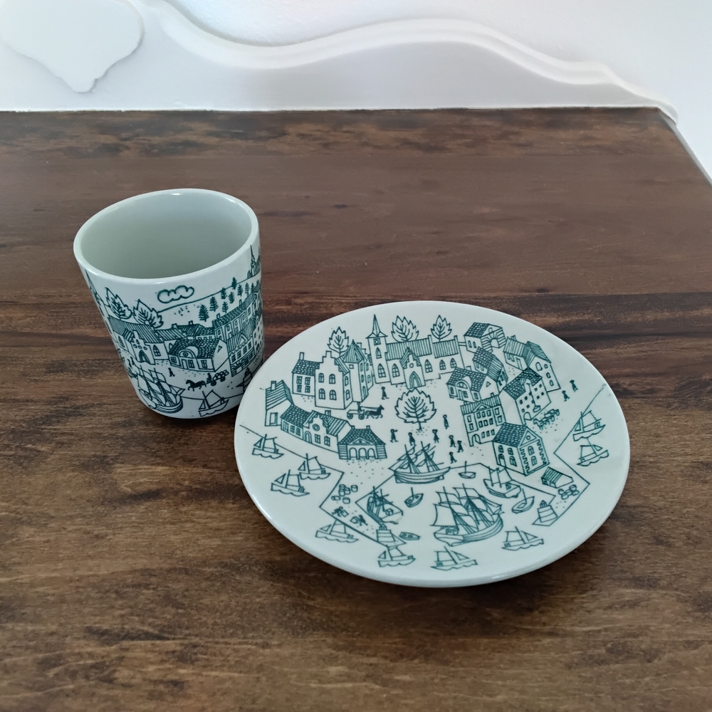 Nymolle Art Faience Scenic Danish Hoyrup Ceramic Cup and Saucer. Limited Edition